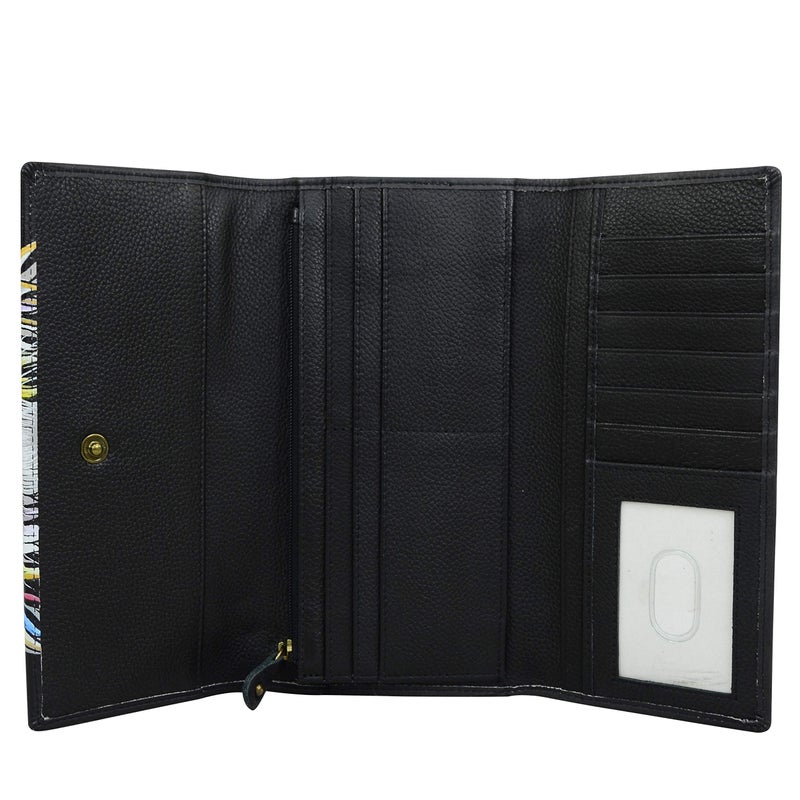 Anna by Anuschka Women's Hand Painted Genuine Leather Multi Pocket Wallet - Lion Pride - Image 3